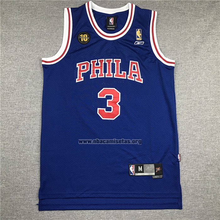 Camiseta Philadelphia 76ers Allen Iverson NO 3 Retro 10th Azul